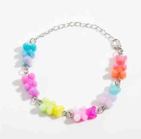 Браслет детский мишки разноцветный - длина 15 + 5см, регулируется, смола Киев