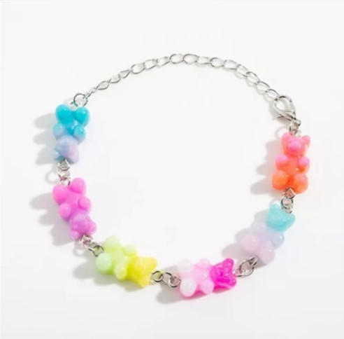 Браслет детский мишки разноцветный - длина 15 + 5см, регулируется, смола Киев - изображение 1