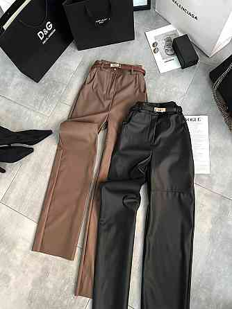 Жіночі шкіряні штани на флісі з ідеальною посадкою Шоколад, 44/46 Одеса