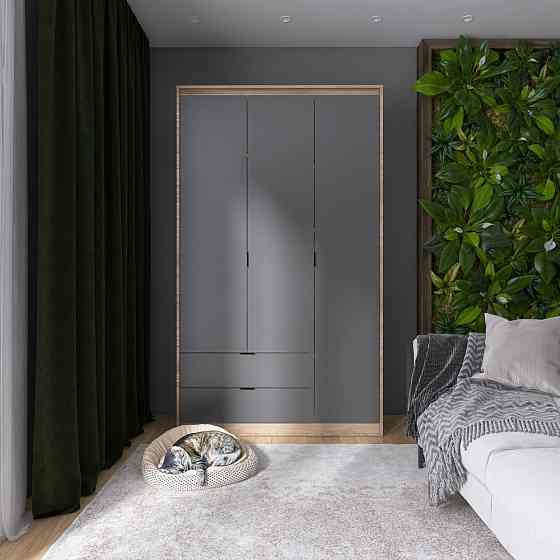 Шкаф распашной для одежды с выдвижными ящиками (полки - штанга) Эверест Сити-1200 120,2х50х204,6 см Дуб сонома/Графит (DTM-071125) Львов