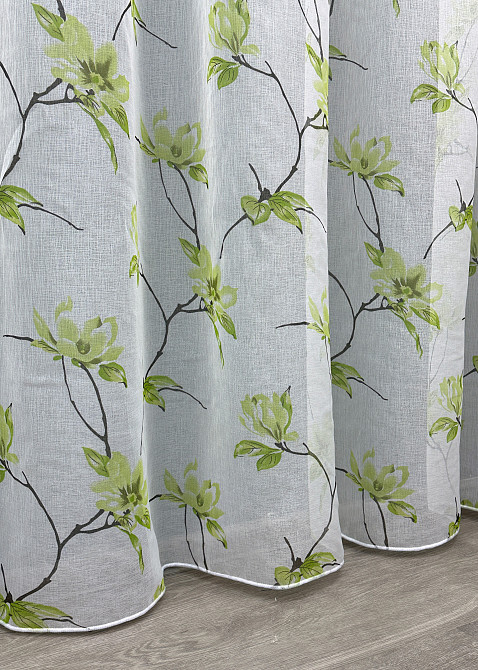 Тюль VR-Textil 1909т Flora Батист Білий з салатовим 300х270 см (40-245) Київ - фото 6