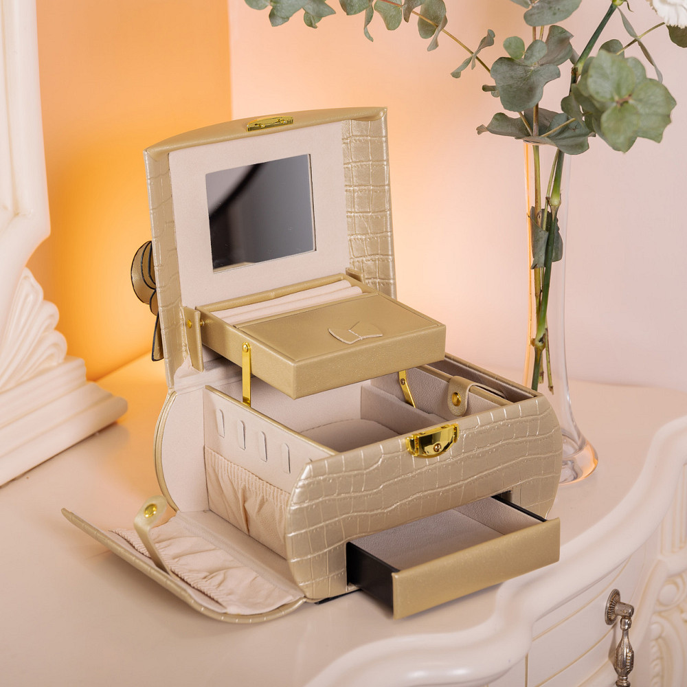 Yiwu Скринька для прикрас з еко шкіри 3 яруси із замком органайзер для ювелірних виробів HP-5-2 Коломыя - изображение 10