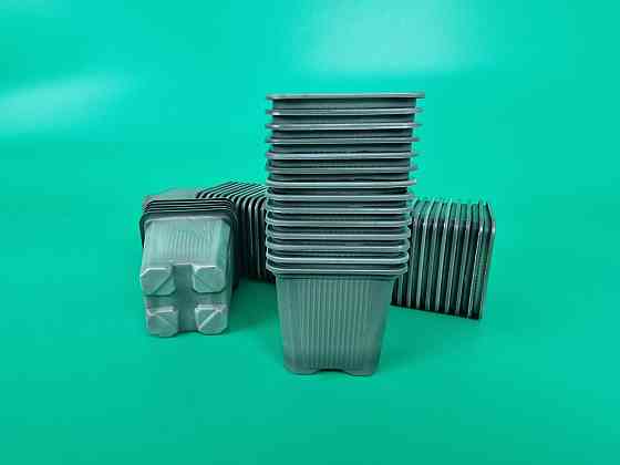 Стакан для розсади квадратний 180 мл (6×6) h65 пластиковий чорний з отворами, паковання 100 штук Харків