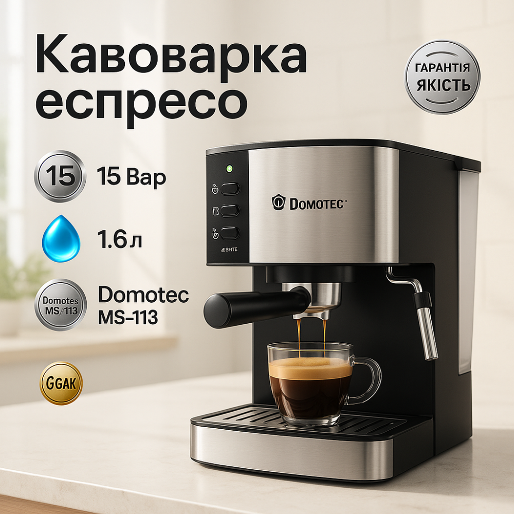 Кофеварка с возможностью приготовления эспрессо Domotec MS-113, Кофейный аппарат для дома EA-42 Львов - изображение 9