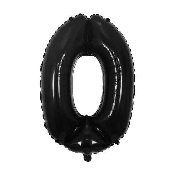 Кулька цифра 0 фольгована 16 дюймів чорний Київ