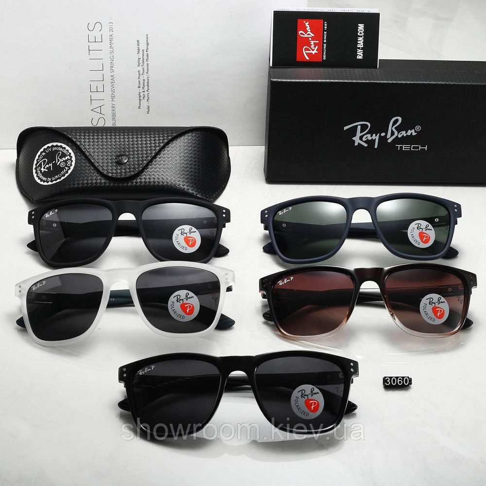 Мужские солнцезащитные очки с поляризацией Ray Ban (69060) черные Киев - изображение 4