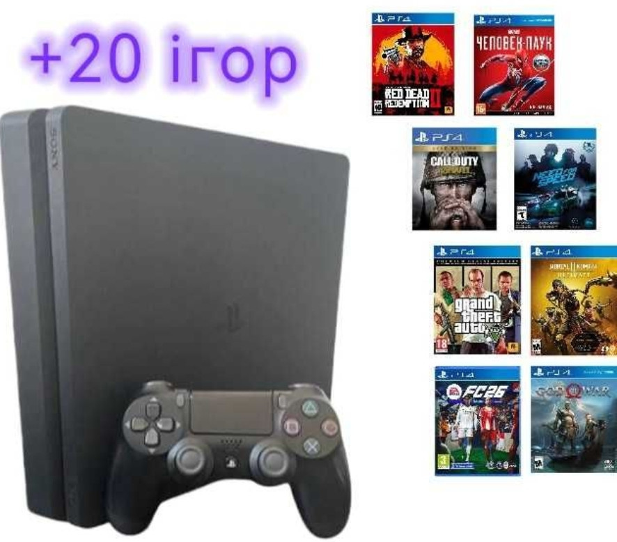 Playstation 4 Slim 500 ГБ +20 ігор 12.02,пс 4 Київ - фото 2