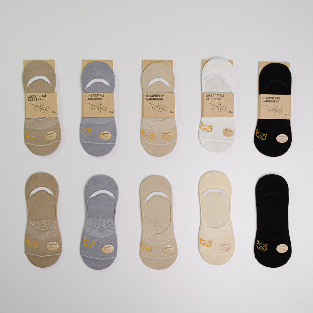 Набір шкарпеток жіночіх бавовняних 10 пар Youstar 094 Сліди 37-41 Різні кольори Суми - фото 1
