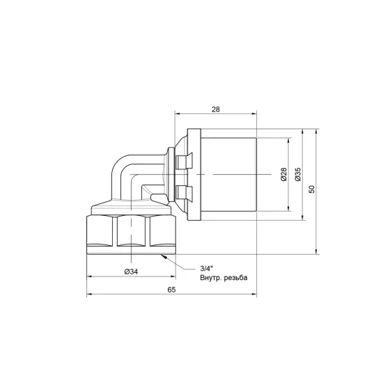 Куточок прес Icma 26х3/4" ВР No405 Київ