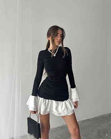 Жіноча стильна міні сукня масло + шифонові вставки Одеса