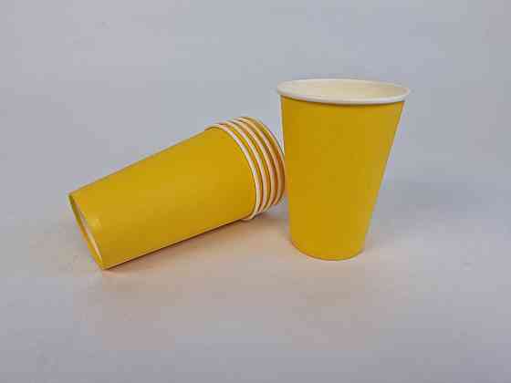 Склянки паперові одноразові 340 мл "ЖІЛТИЙ/БІЛИЙ" (50 шт.) Харків