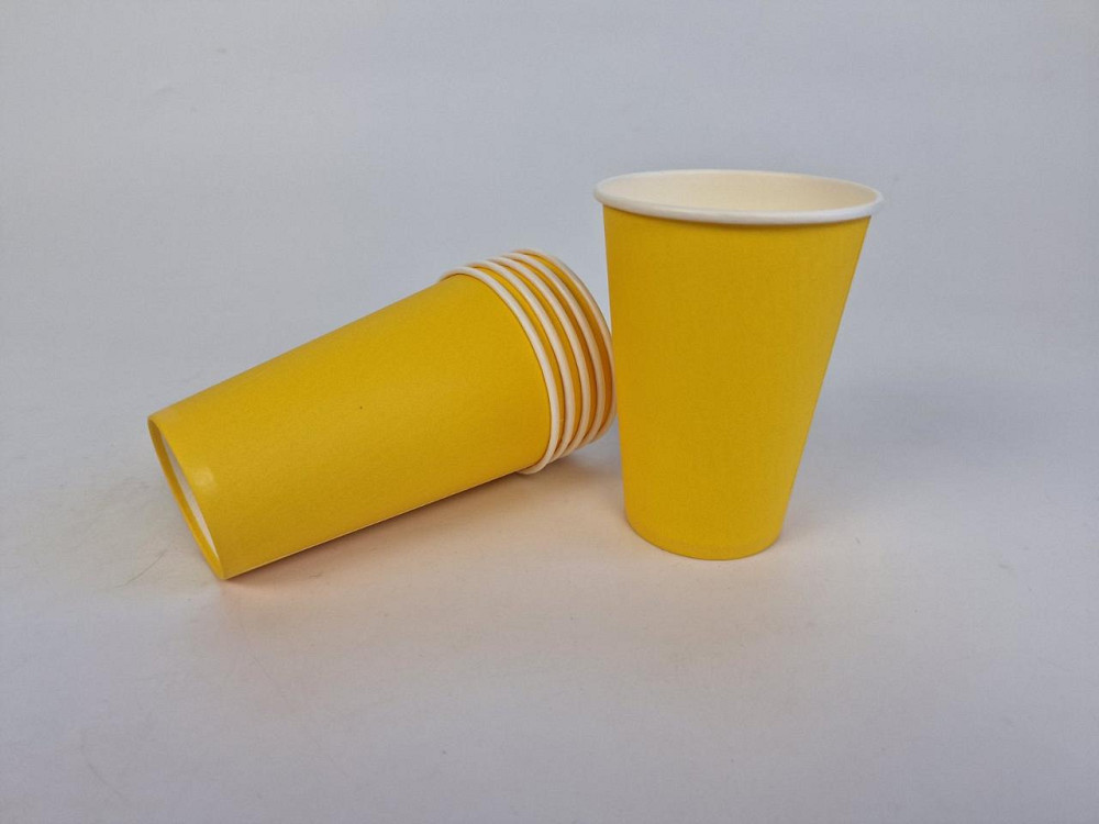 Склянки паперові одноразові 340 мл "ЖІЛТИЙ/БІЛИЙ" (50 шт.) Харків - фото 1