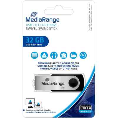 USB флеш накопитель Mediarange 32GB Black/Silver USB 2.0 (MR911) Винница