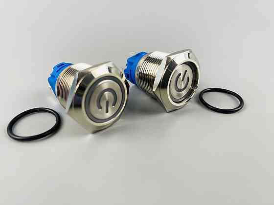 Кнопка OFF-ON (з фіксацією), з червоною led-підсвіткою 12-24 V, 19 мм — діаметр, 5 ніжок Мукачево