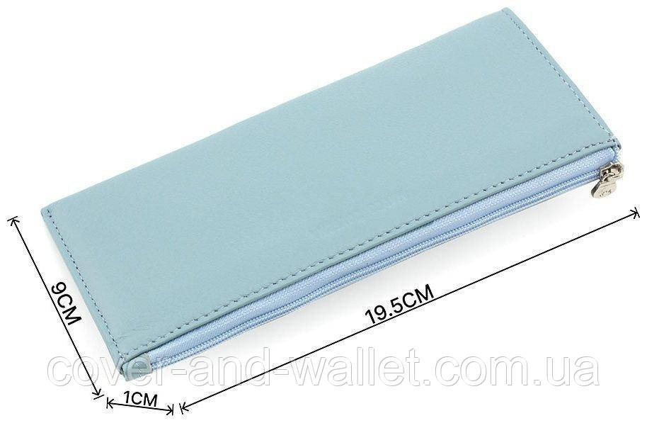 Жіночий тонкий гаманець із натуральної шкіри блакитного кольору на блискавці Marco Coverna 8805 Київ - фото 3