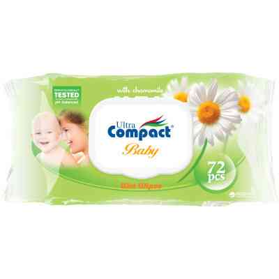Дитячі вологі серветки Ultra Compact Ромашка 72 шт. з клапаном (8697420531188) Вінниця
