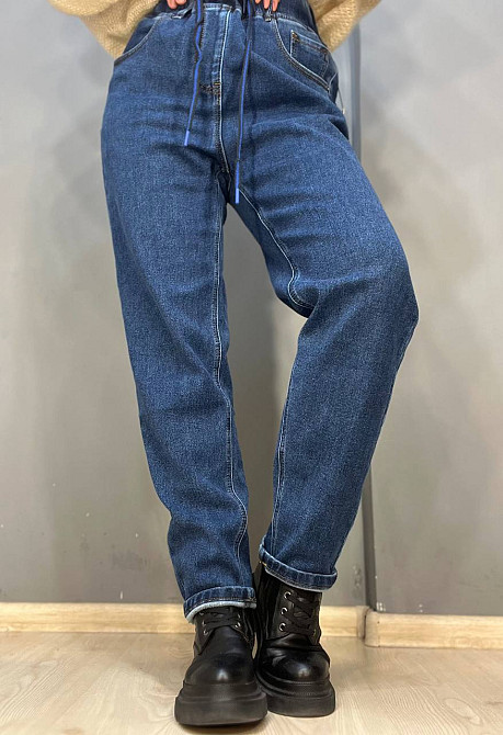 Джинси жіночі Vanver 8061 МОМ на резинці шнурок утеплені батал сині, синій, З2, З2, 88 см, 122 см Київ - фото 7