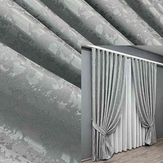 Комплект готових штор VR-Textil Льон мармур Pavliani ХО № 1911ш Світло-сірий 200х280 см 2 шт (32-325) Київ