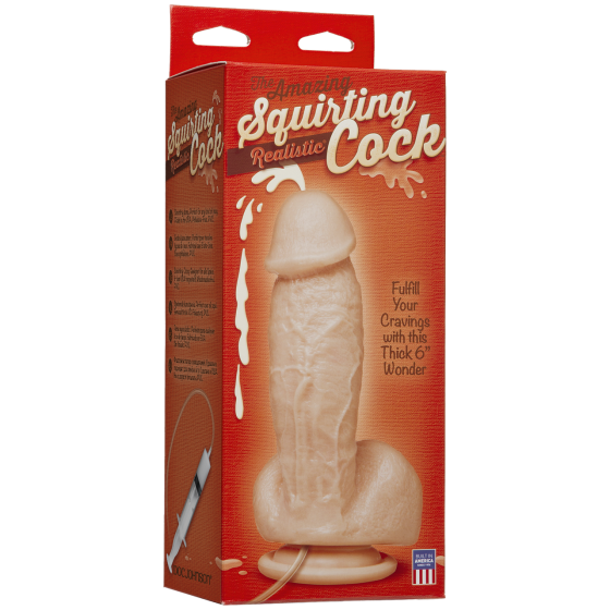 Кончающий фаллоимитатор Doc Johnson The Amazing Squirting Realistic Cock, ПВХ, диаметр 5,1см Sex Aura Киев