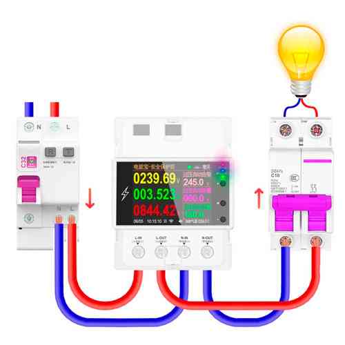 WiFi счетчик электроэнергии однофазный 220В 100А DIN, защиты, Atorch AT4PW Винница