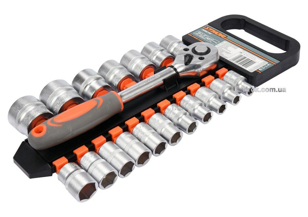 Набір головок торцевих STHOR : квадрат 1/2", М8-32 мм. з тріщаткою [19 Од.] [4/8] Одеса - фото 1