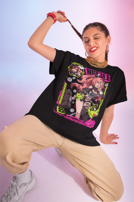 Футболка з аніме принтом Зенлесс Зоне Зеро Ніколе оверсайз (S/M/L) Чорний AnimeJ0683 Дніпро - фото 3