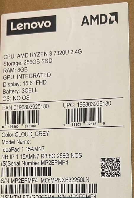 Ноутбук Lenovo IdeaPad 1 15AMN7 Київ - фото 1