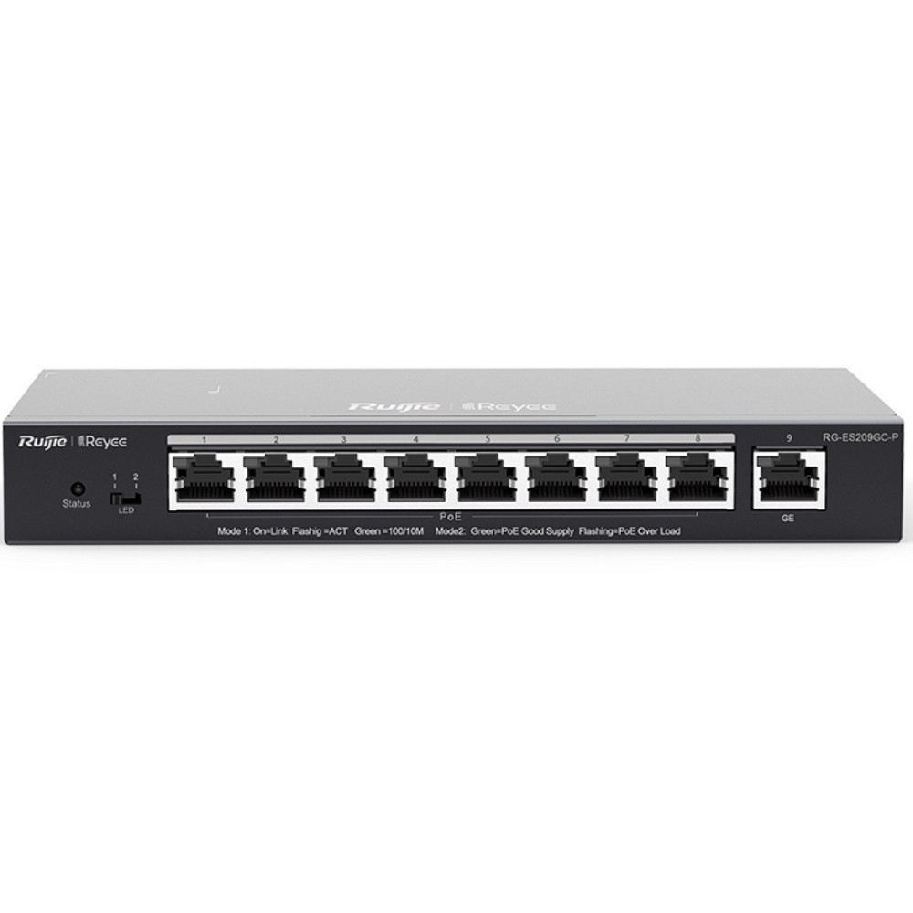 Комутатор Ruijie Reyee RG-ES209GC-P (8xGE PoE+, 1xGE, max PoE 120W, робочий стіл, стельовий номер, Ruijie Харків - фото 10