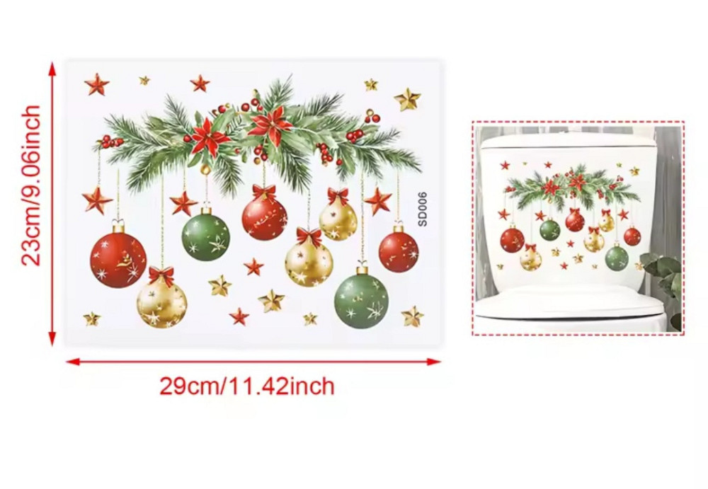 Різдвяна наклейка Новорічні кульки 23 на 29 см білий Київ - фото 2