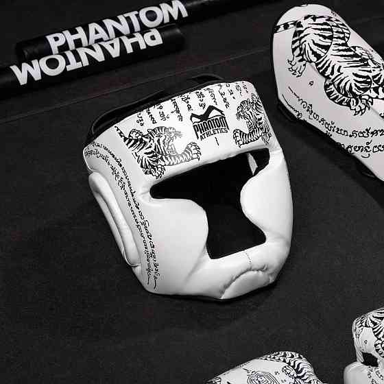 Боксерський шолом Phantom Muay Thai Full Face White (капа в комплекті) Кам'янське