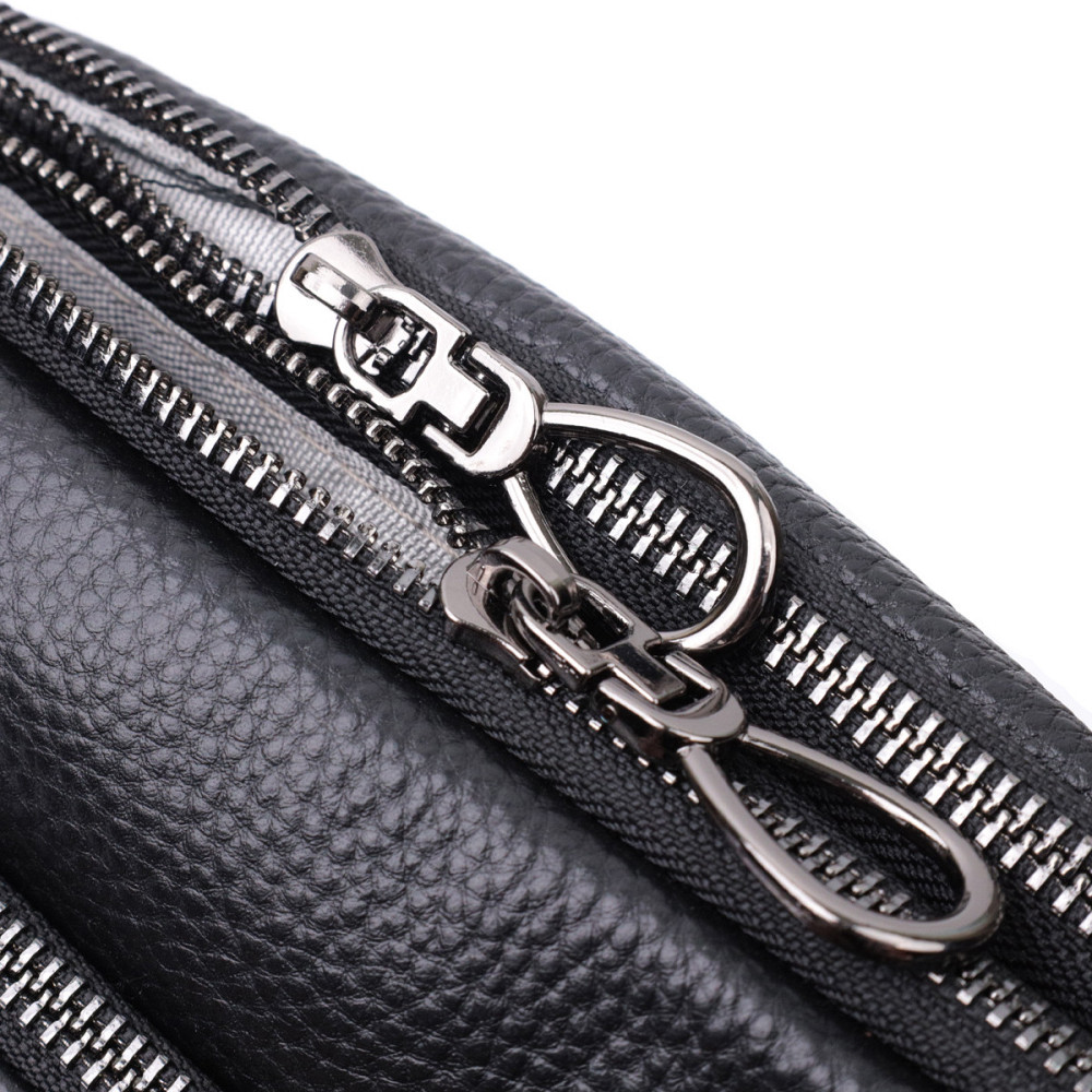 Прямоугольная женская сумка с карманами из натуральной кожи Vintage 22597 Черная Киев - изображение 9