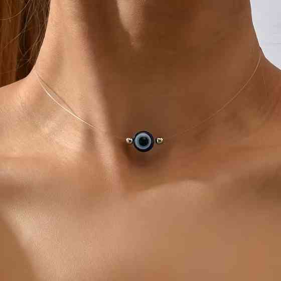 Ожерелье-оберег «Глаз Фатимы (Nazar)» на прозрачной жилке, 38,5+8 см, регулируемое Киев