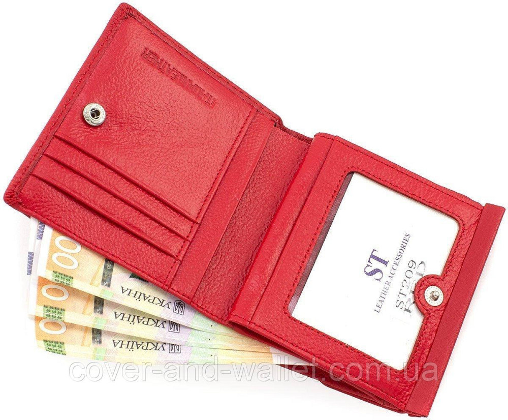 Маленький женский бумажник из натуральной кожи бордового цвета ST 209 Красный Киев - изображение 6