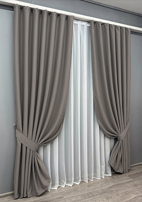 Комплект готовых штор VR-Textil Блэкаут Midnight № 1228ш Серый 100х295 см 2 шт (31-505) Киев - изображение 10