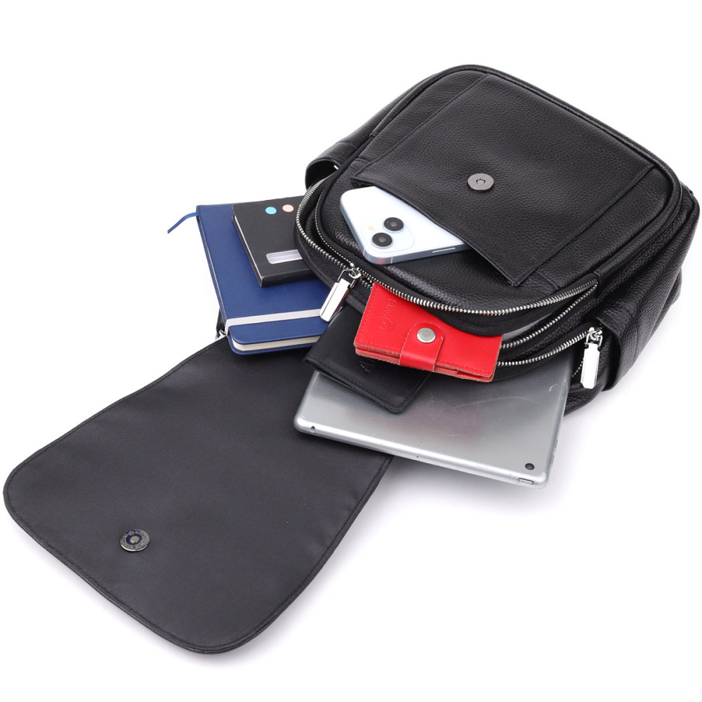 Жіночий рюкзак з натуральної шкіри Vintage 23058 Чорний Київ - фото 10