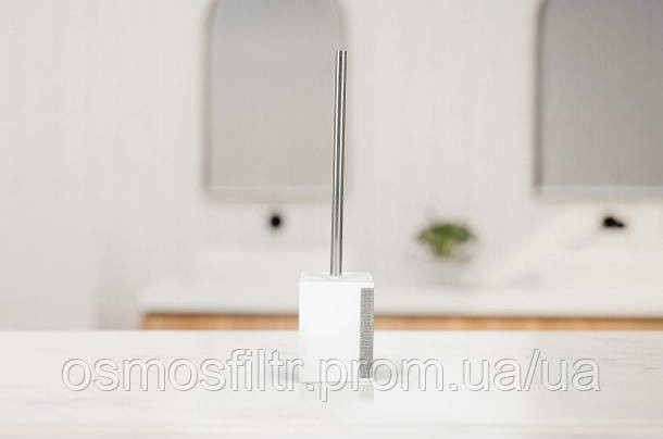 Щітка для туалету Axentia Ліндос біла з декором полігума 9.2x38.5x9.2 см (134350) Київ - фото 7