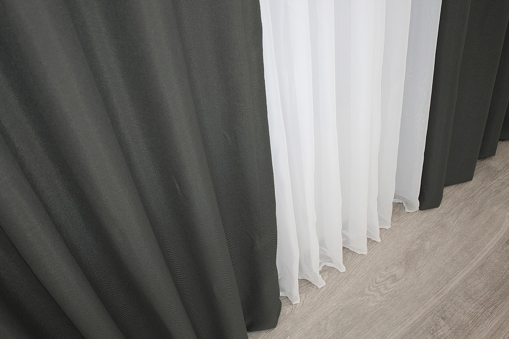 Комплект готовых штор VR-Textil Лен Лён Мешковина № 1234ш Серый 150х270 см 2 шт (33-0071) Киев - изображение 16