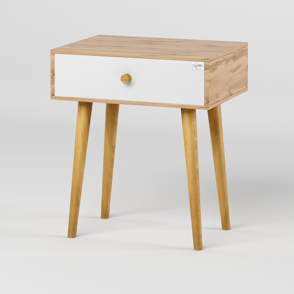 Тумба прикроватная LION Хьюге-4 Дуб Аппалачи/Нимфея Альба (белый) (LION-041019) Львов - изображение 2