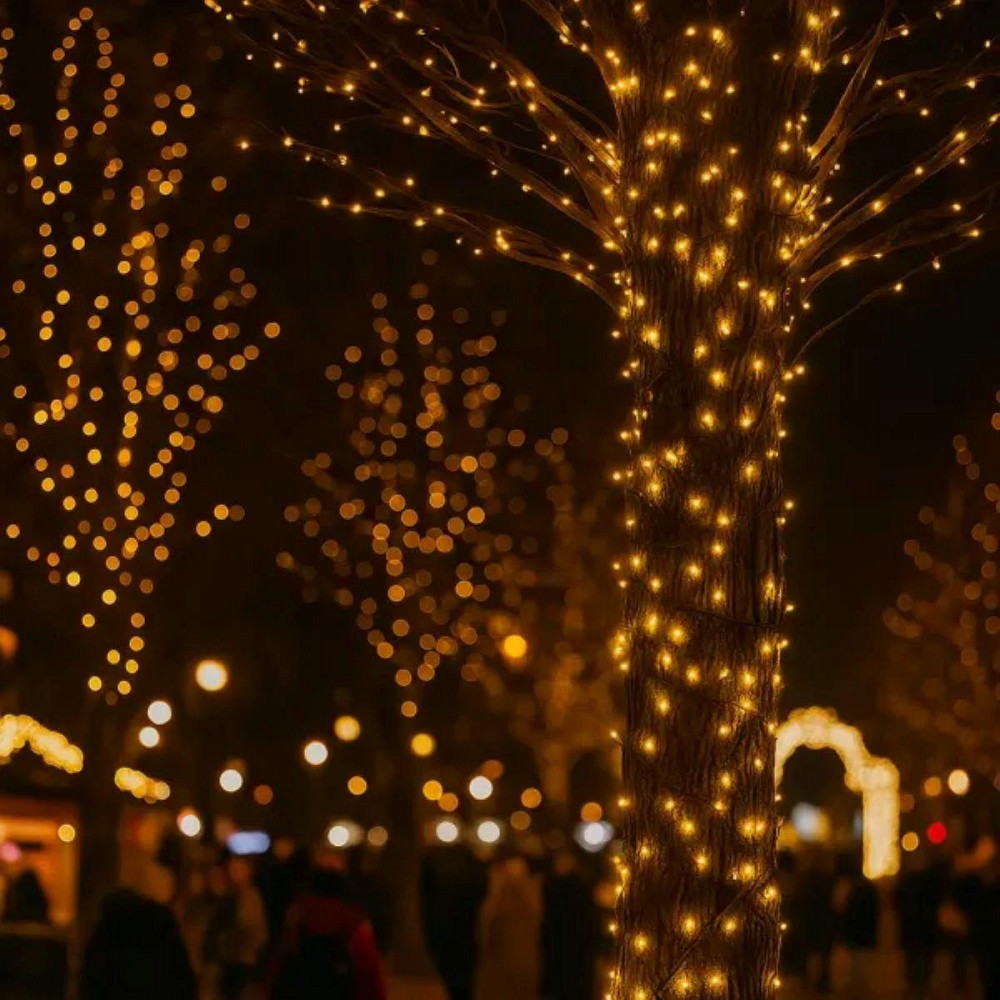 Гірлянда Нитка 30м 300 LED жовта на чорному проводі Київ - фото 1