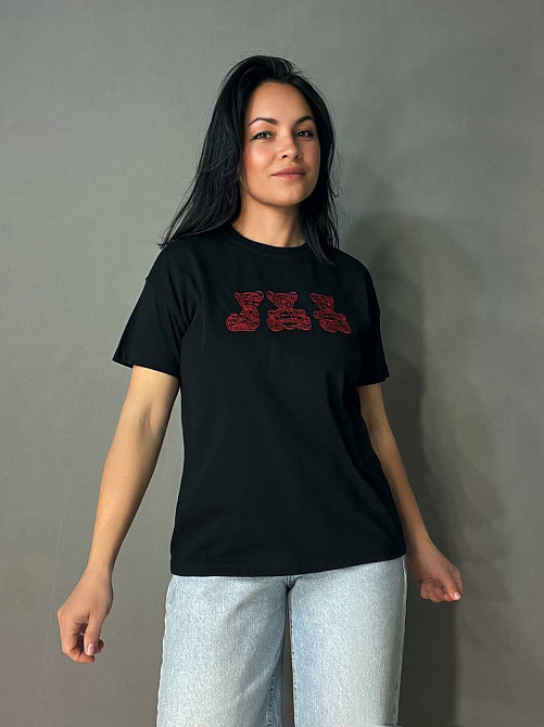 Футболка жіноча Pepper&mint BX24-68 з вишивкою ведмедики чорна, чорний, S Київ - фото 9