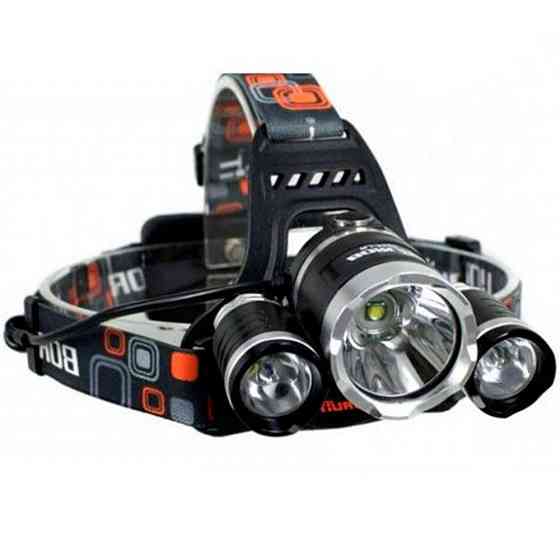 Налобний ліхтар T6+2XPE, RJ-3000, від мережі та прикурювача / Потужний акумуляторний ліхтарик на голову Київ