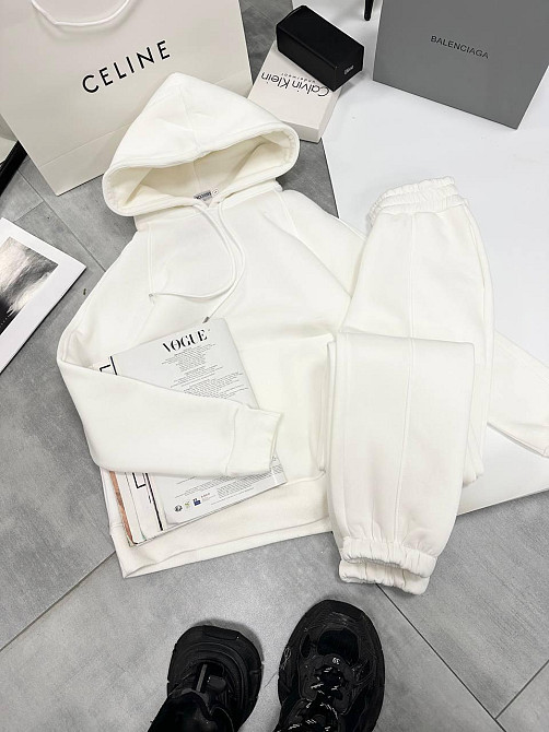 Женский утепленный костюм двойка: худи и штаны турецкая трехнить на флисе Молочный, 42/44 Одесса - изображение 4