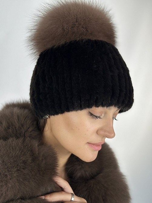 Шапка меховая женская Мерлин Коричневый Харьков - изображение 9