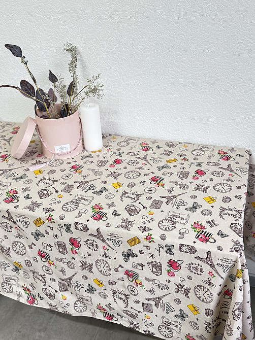 Ecotton Скатертина Ecotton 150х200 см бавовняна з рогожки бежева Мадам Париж Коломия - фото 7