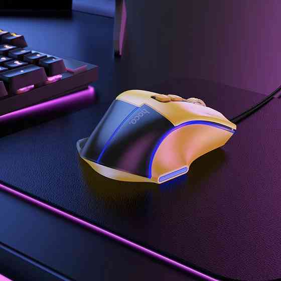 Миша HOCO GM31 Overlord luminous gaming wired mouse Black Yellow Одеса