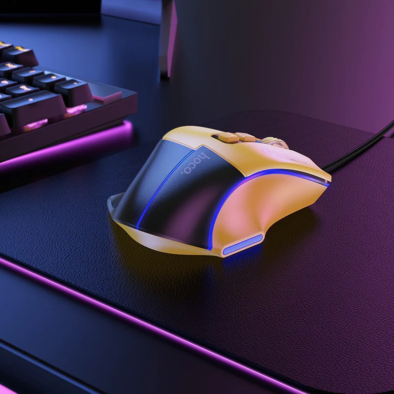 Миша HOCO GM31 Overlord luminous gaming wired mouse Black Yellow Одеса - фото 4