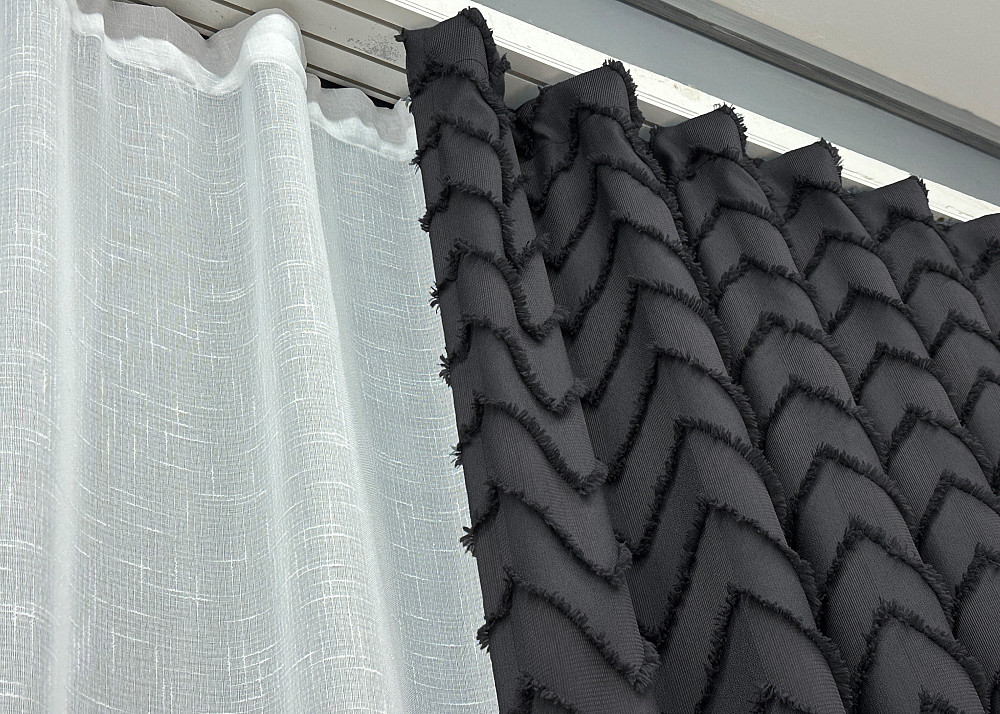 Комплект штор VR-Textil Лен Букле 200х270 2шт и Тюль 600х270 1810ш-115т Графитовый с белым 71-038/7 Киев - изображение 8