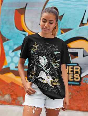 Футболка для мальчика аниме Истребитель демонов оверсайз (рост от 165 до 180 ) Черний AnimeJ0917m Днепр