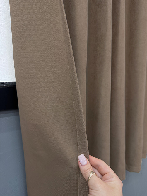 Комплект коротких штор VR-Textil Мікровелюр Petek YL № 1701ш Капучино 130х170 см 2 шт (35-0458) Київ - фото 6