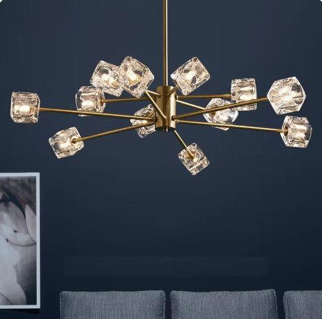 Світлодіодна люстра Кубик 8614 (Золота) на 12 плафонів Вінниця - фото 1